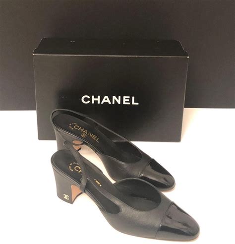 chanel black toe heels|chanel black aa slingback heel.